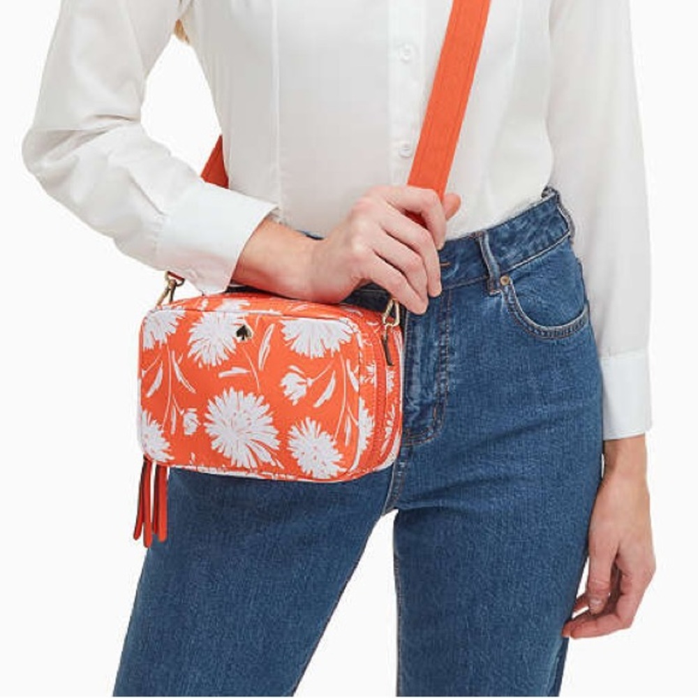kate spade Orange and White Floral Crossbody Bag